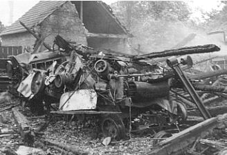 verbrannte Dreschmaschine